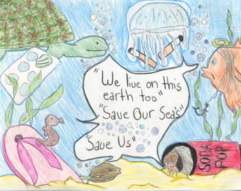The 2001 California Coastal Commission Children's Poster Art Contest Sixth Grade Winning entry by Jaqui Hertel