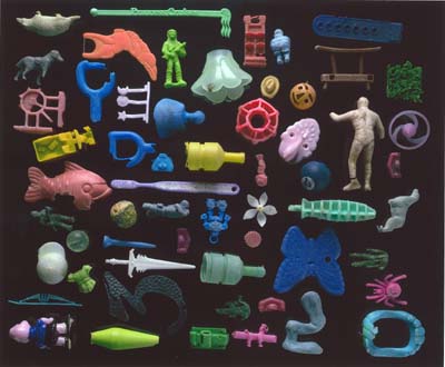 "Assorted Stuff" Plastic collected at Kehoe Beach by Judith Selby Lang