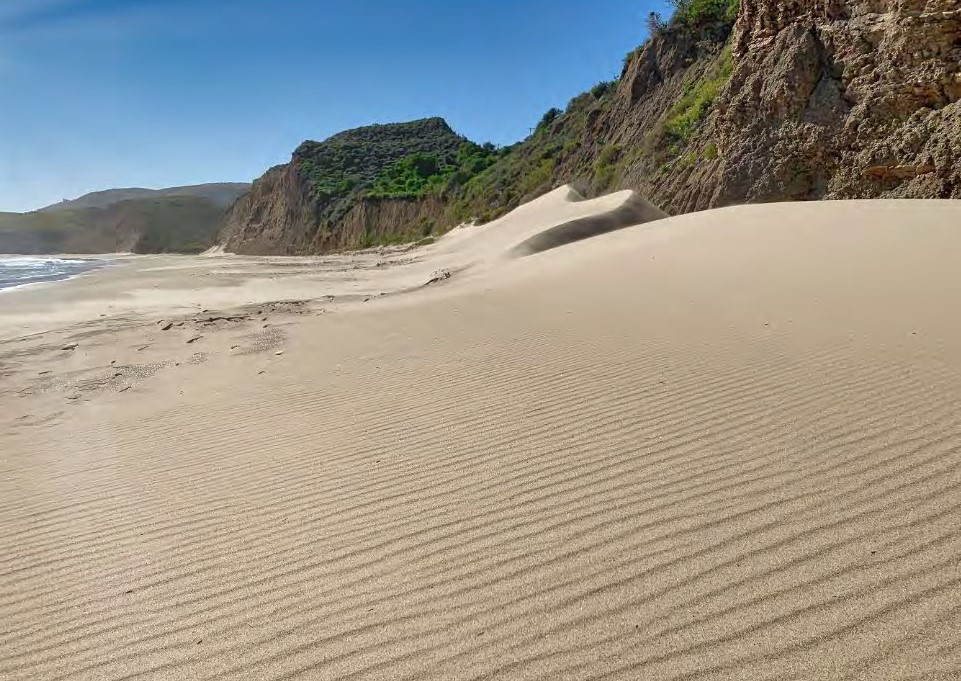 Sand dunes against bluffs