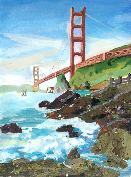 A Morning Walk by the Golden Gate Bridge, by Michelle Kim, 5th Grade, Irvine