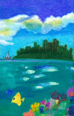Life Over and Under the Sea, art by Christine Chen, Grade 6