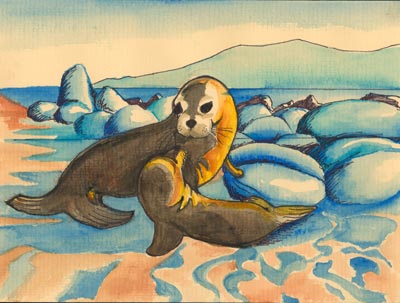 California Seals, art by Gregor Docherty, Grade 12