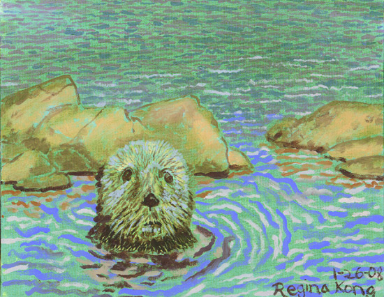 Swimming Otter, by Regina Kong for the 2008 Coastal Art & Poetry Contest