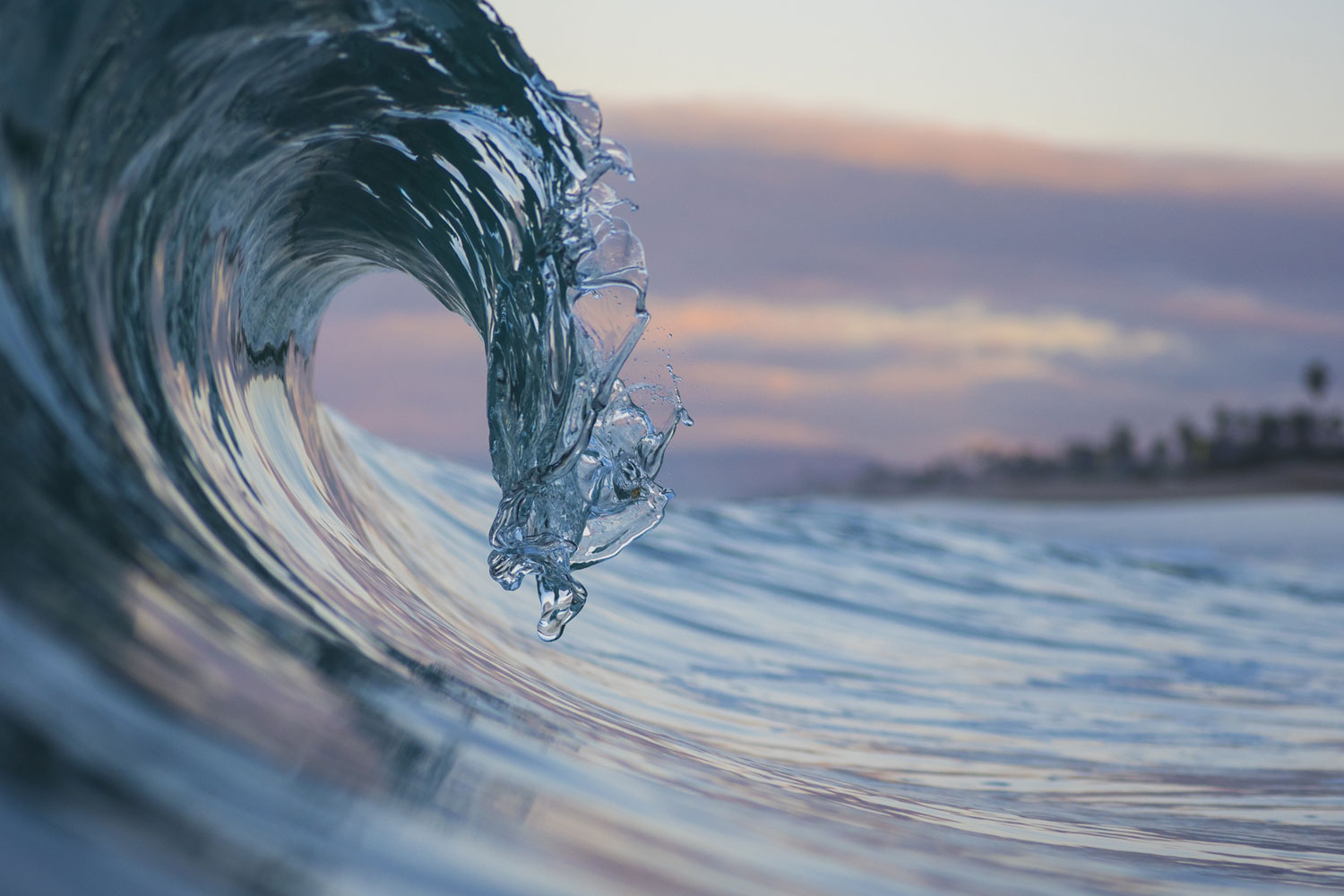 View through the curve of a small wave.