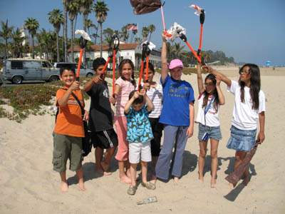 kids at a beach cleanup