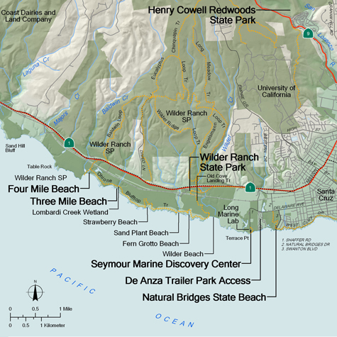 Map - Natural Bridges State Beach and Seymour Marine Discovery Center