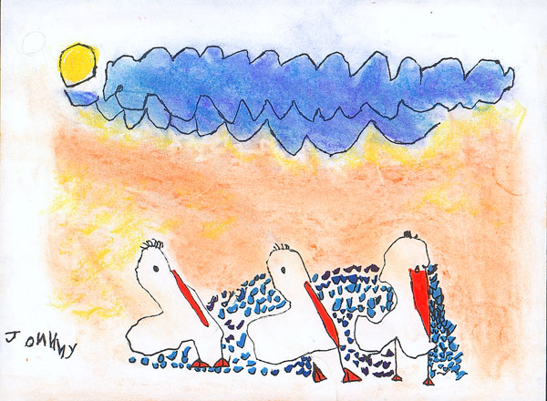 Three Pelicans, by Johnny Cornejo, 1st grade, Watsonville