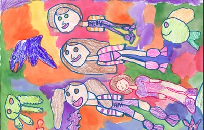 Snorkeling Groovy Girls, art by Christina Cramer, Grade 1