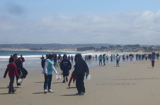 Fresno students at the Kids' Ocean Day Adopt-A-Beach Cleanup in Monterey