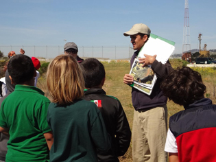 Golden Gate Audubon's Anthony DeCicco with Flynn Elementary students