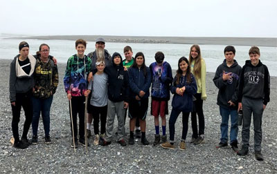 Students at the mouth of the Klamath River