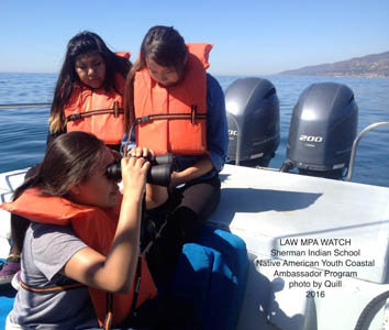 Students on a boat taking part in MPA monitoring